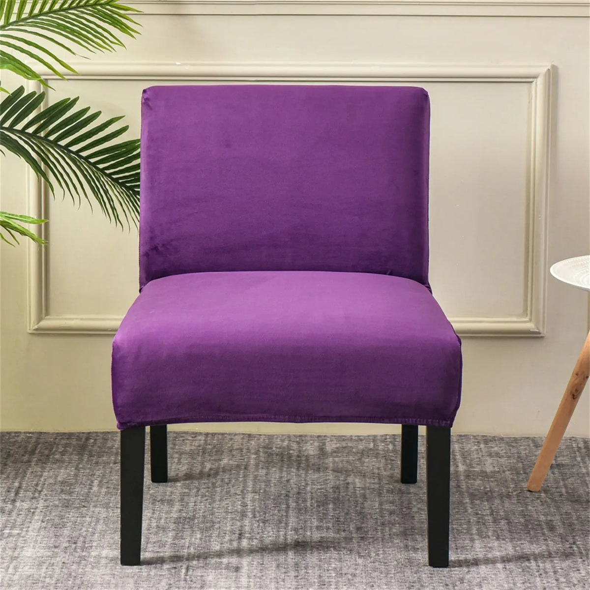 Chic Purple Wide Armless Accent Chair Cover Stretch One Pair Sofa Furniture Protector Covers Top Level Crfatop %sku%