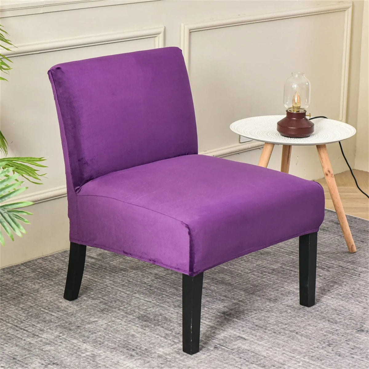 Chic Purple Wide Armless Accent Chair Cover Stretch One Pair Sofa Furniture Protector Covers Top Level Crfatop %sku%