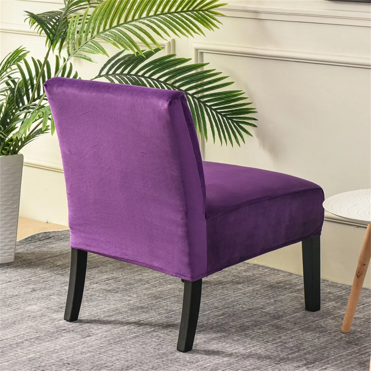 Chic Purple Wide Armless Accent Chair Cover Stretch One Pair Sofa Furniture Protector Covers Top Level Crfatop %sku%