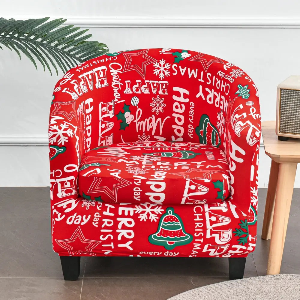 Classical 2 Pcs Christmas Style Red Club Chair Cover Removable Armchair Furniture Protector Top Level Crfatop %sku%