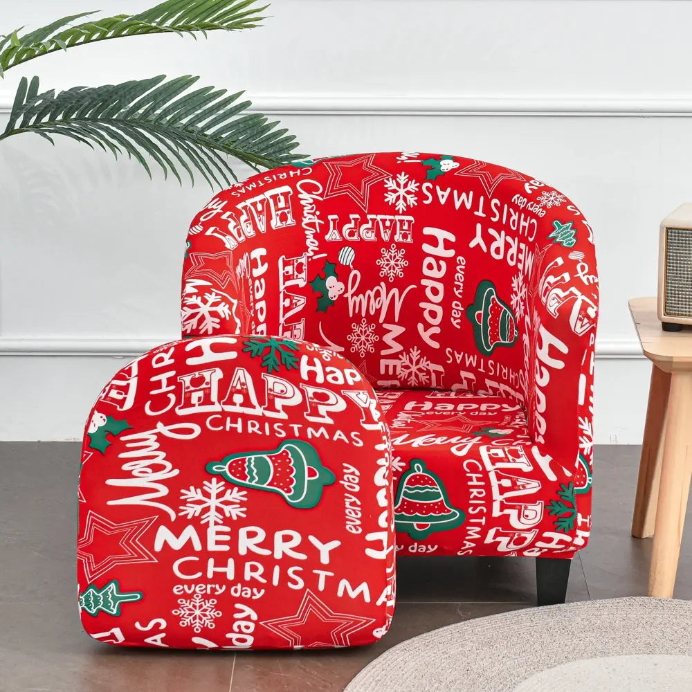 Classical 2 Pcs Christmas Style Red Club Chair Cover Removable Armchair Furniture Protector Top Level Crfatop %sku%
