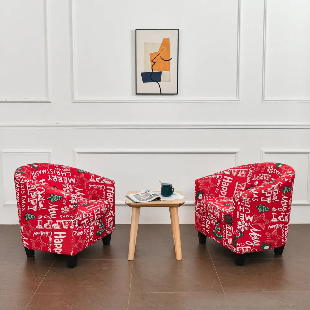 Classical 2 Pcs Christmas Style Red Club Chair Cover Removable Armchair Furniture Protector Top Level Crfatop %sku%