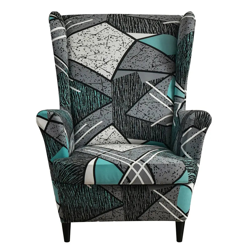 Crfatop Patterns Design Wingback Chair Cover Black Dirt-resistant Box Cushion Armchair Slipcover Crfatop %sku%