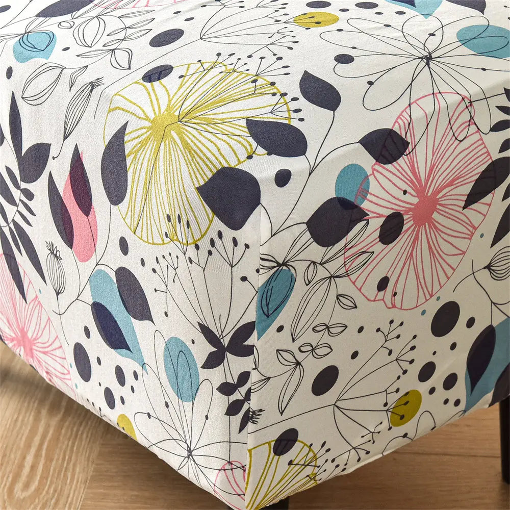Crfatop Stretch Floral Ottoman Slipcover X-Large Rectangular Footstool Cover Protector Covers with Elastic Bottom Crfatop %sku%