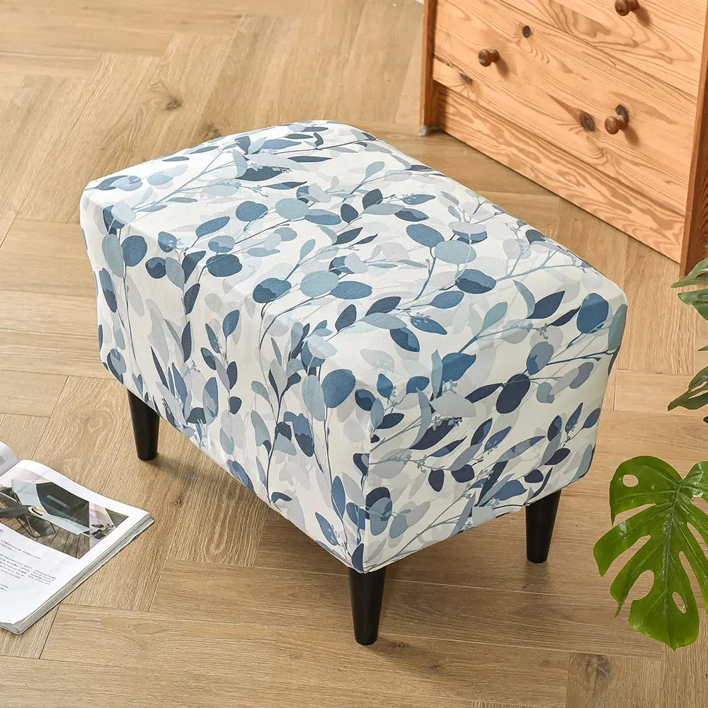 Crfatop Stretch Floral Ottoman Slipcover X-Large Rectangular Footstool Cover Protector Covers with Elastic Bottom Crfatop %sku%