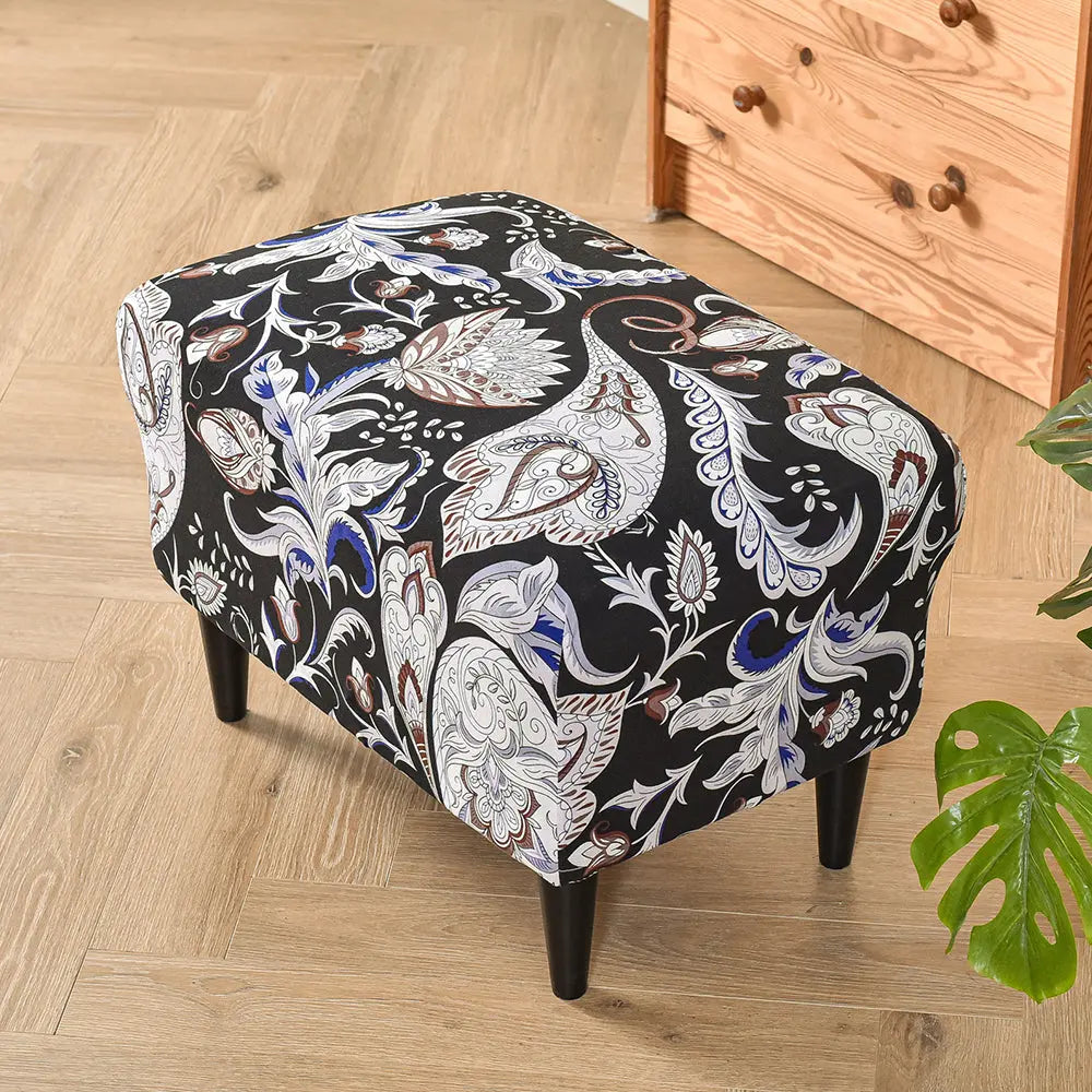 Crfatop Stretch Floral Ottoman Slipcover X-Large Rectangular Footstool Cover Protector Covers with Elastic Bottom Crfatop %sku%