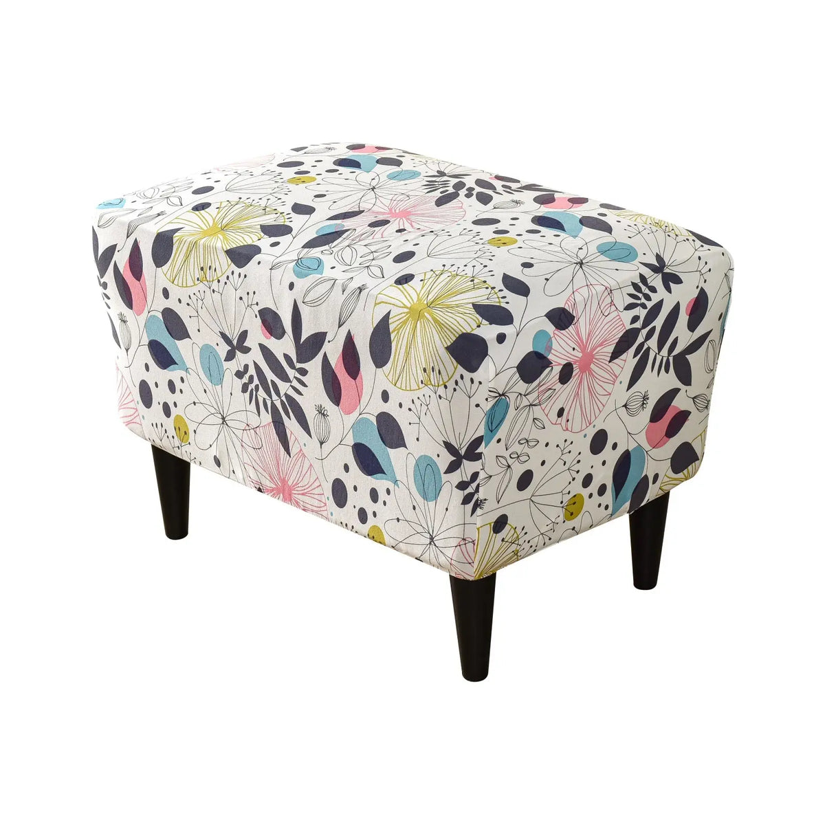 Crfatop Stretch Floral Ottoman Slipcover X-Large Rectangular Footstool Cover Protector Covers with Elastic Bottom Crfatop %sku%