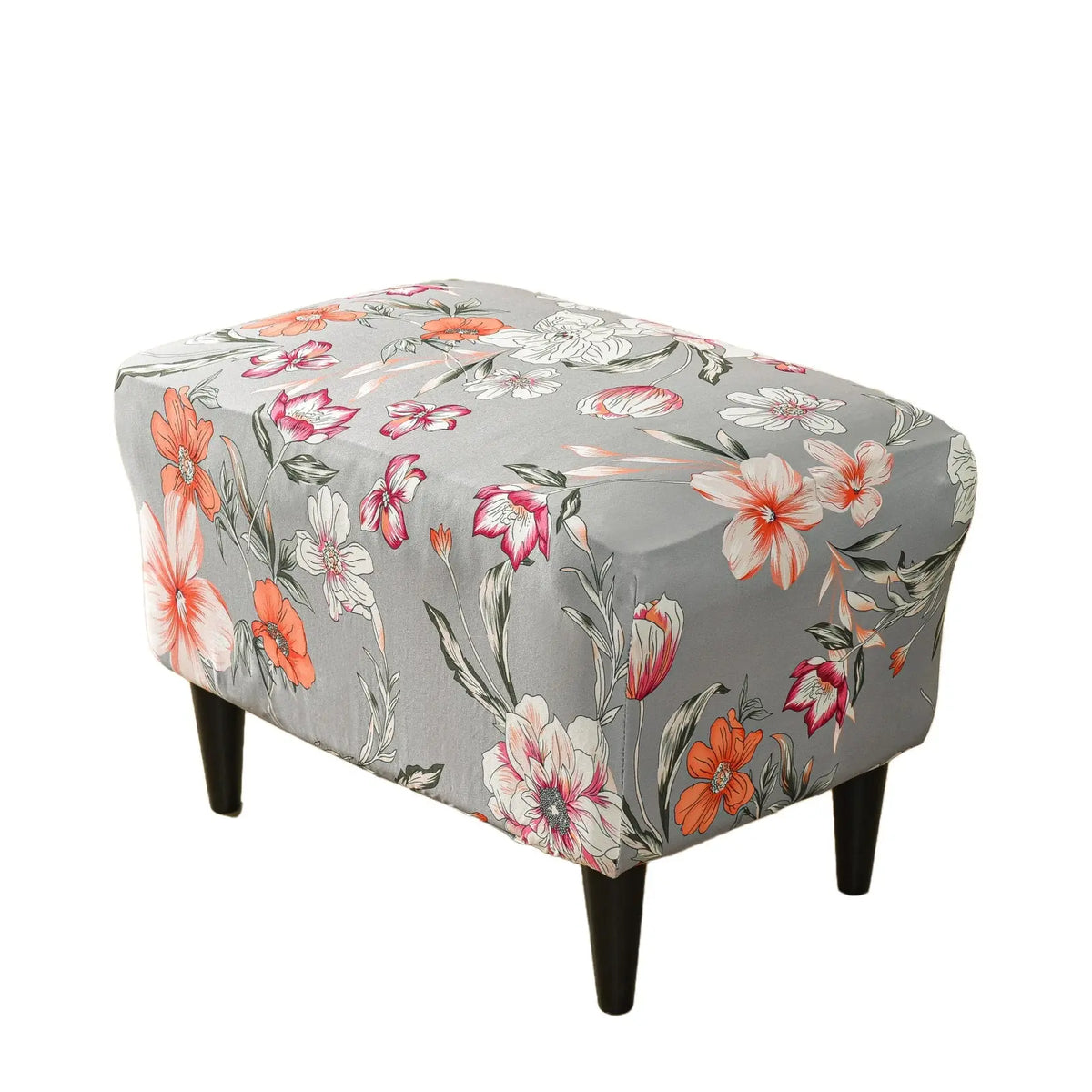 Crfatop Stretch Floral Ottoman Slipcover X-Large Rectangular Footstool Cover Protector Covers with Elastic Bottom Crfatop %sku%