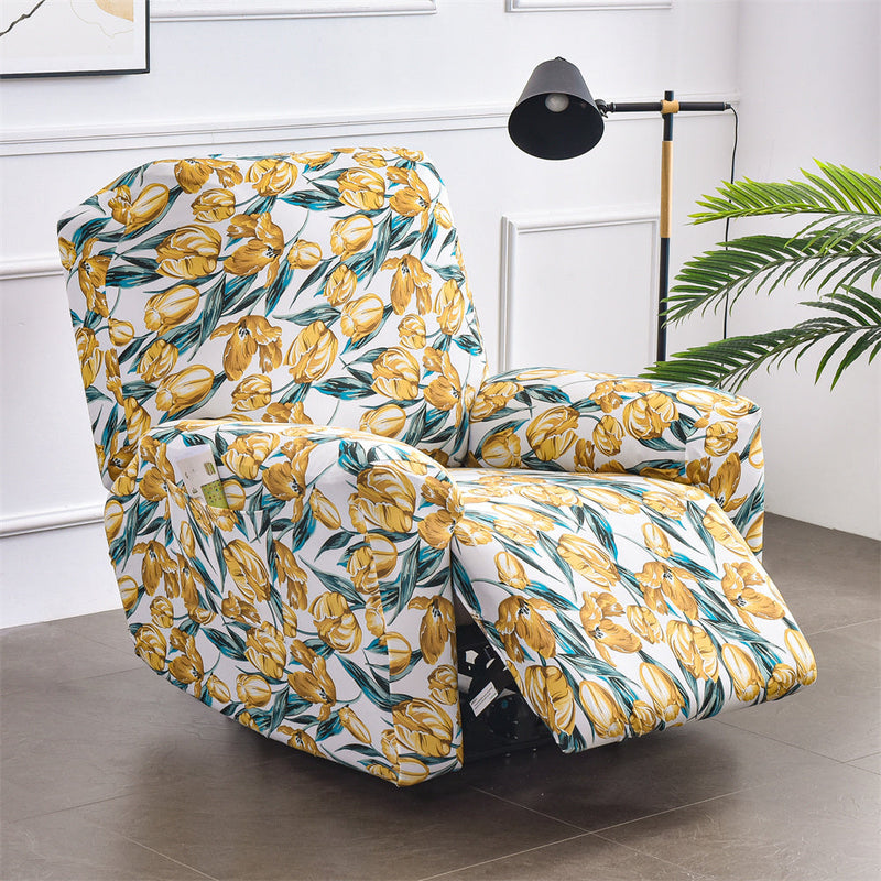 Colorful Prints Recliner Sofa Cover 4 Pieces Separated Soft Spandex Box Cushion Slipcovers Top Level Crfatop %sku%