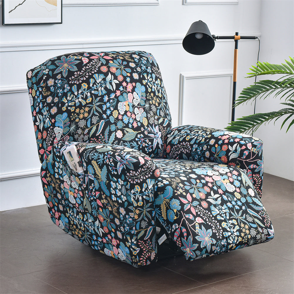 Colorful Prints Recliner Sofa Cover 4 Pieces Separated Soft Spandex Box Cushion Slipcovers Top Level Crfatop %sku%