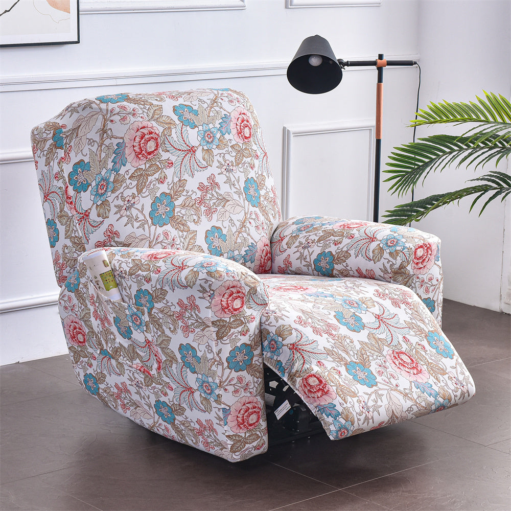 Colorful Prints Recliner Sofa Cover 4 Pieces Separated Soft Spandex Box Cushion Slipcovers Top Level Crfatop %sku%