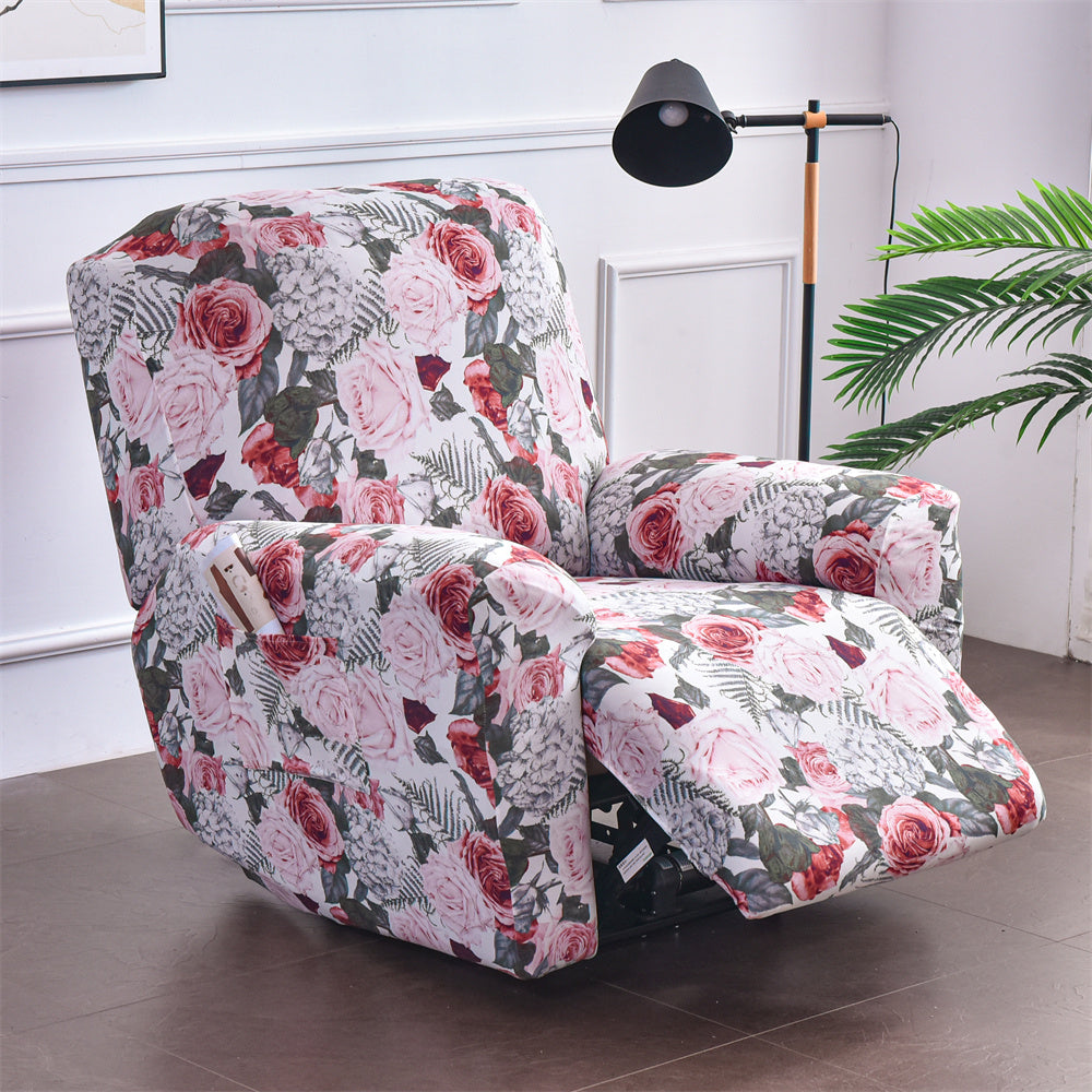 Colorful Prints Recliner Sofa Cover 4 Pieces Separated Soft Spandex Box Cushion Slipcovers Top Level Crfatop %sku%