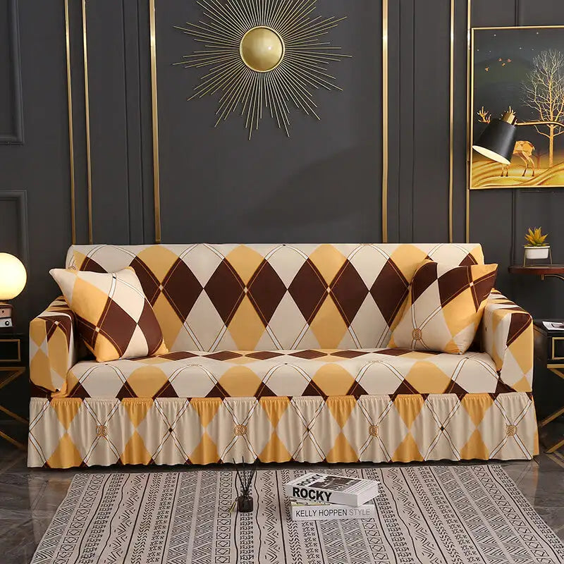Elastic Skirted Sectional Sofa Slipcover Washable Couch Cover for Loveseat Armchair Crfatop %sku%
