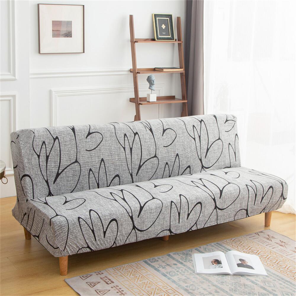 Stretch Printing Futon Cover Floral Armless Sofa Slipcover Folding Sofa Bed Cover Crfatop %sku%