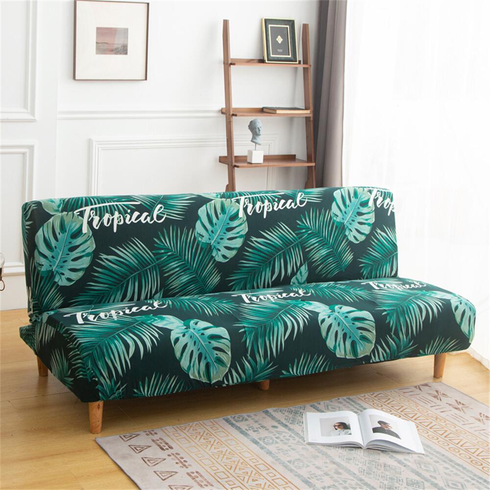 Stretch Printing Futon Cover Floral Armless Sofa Slipcover Folding Sofa Bed Cover Crfatop %sku%