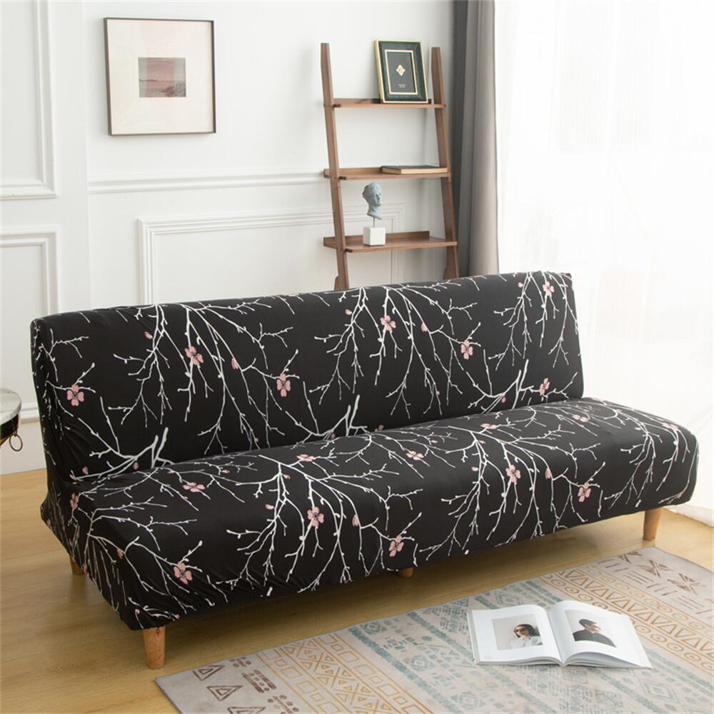 Stretch Printing Futon Cover Floral Armless Sofa Slipcover Folding Sofa Bed Cover Crfatop %sku%