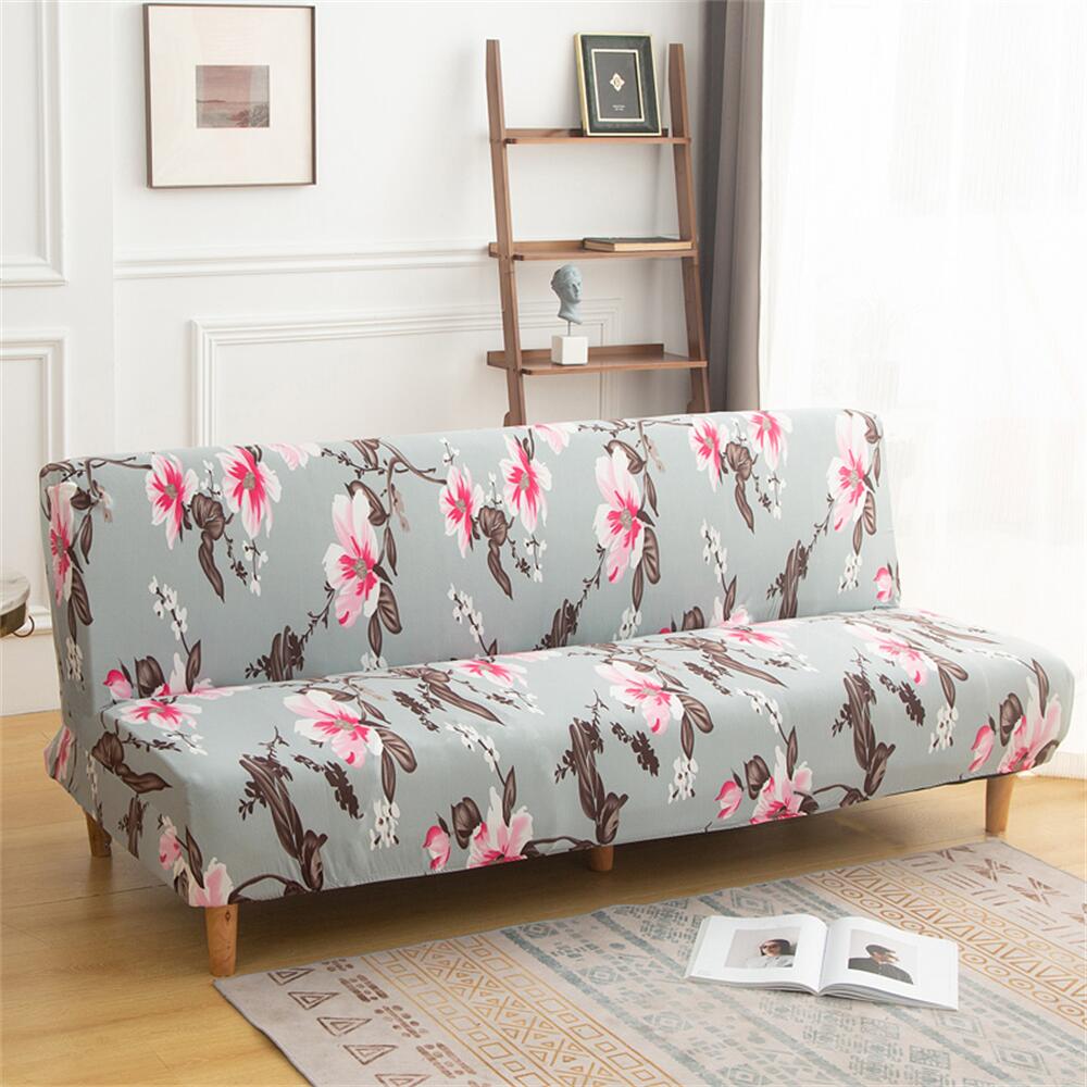 Stretch Printing Futon Cover Floral Armless Sofa Slipcover Folding Sofa Bed Cover Crfatop %sku%