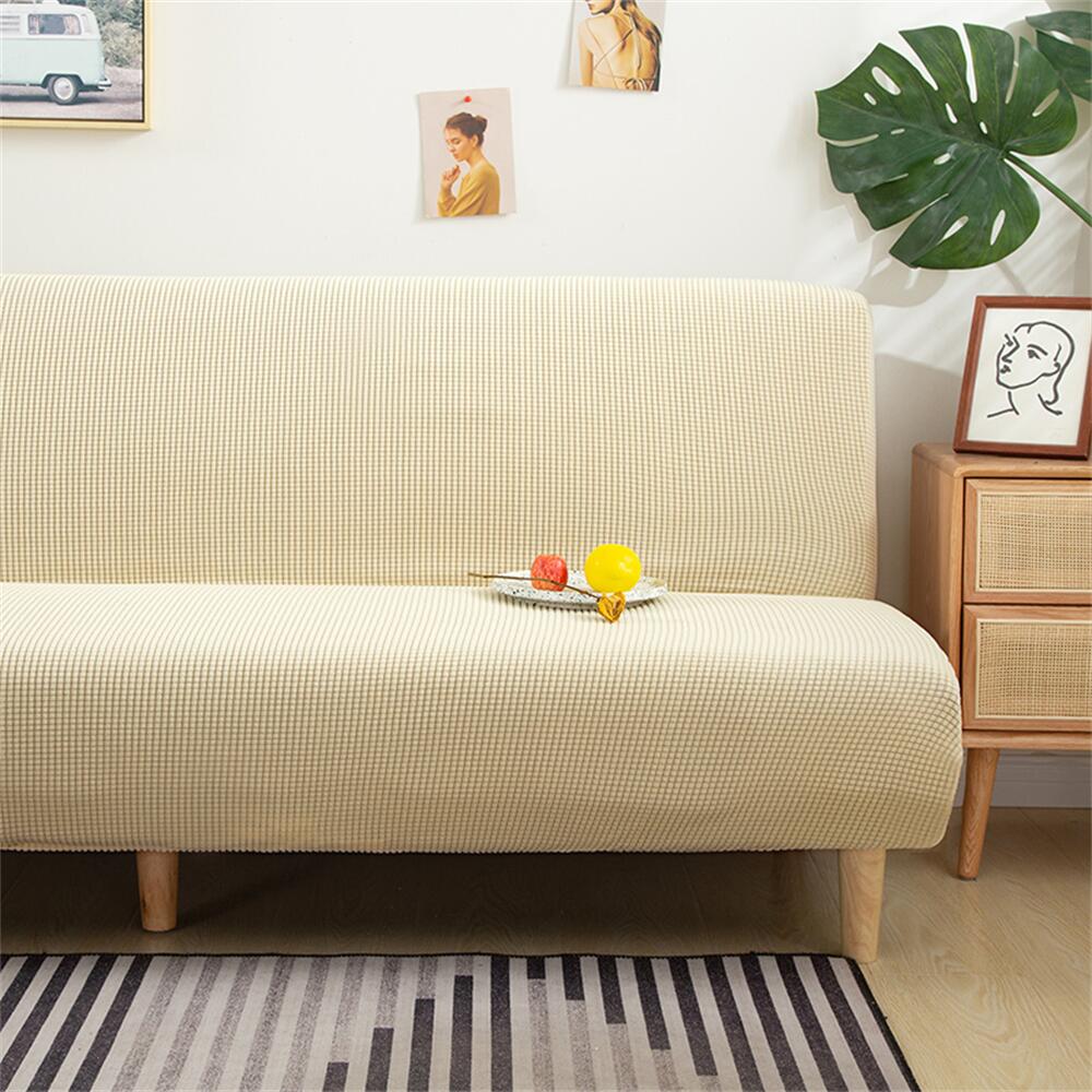 Stretch Armless Sofa Slipcover Durable Solid Color Futon Cover Two Sizes Available Crfatop %sku%