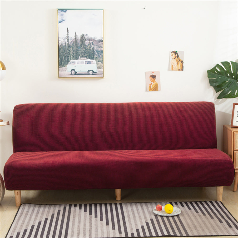 Stretch Armless Sofa Slipcover Durable Solid Color Futon Cover Two Sizes Available Crfatop %sku%