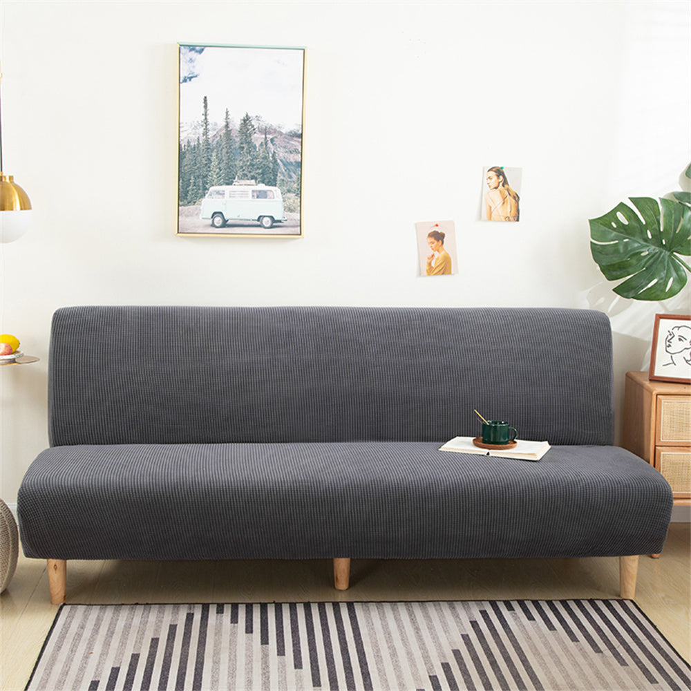Stretch Armless Sofa Slipcover Durable Solid Color Futon Cover Two Sizes Available Crfatop %sku%