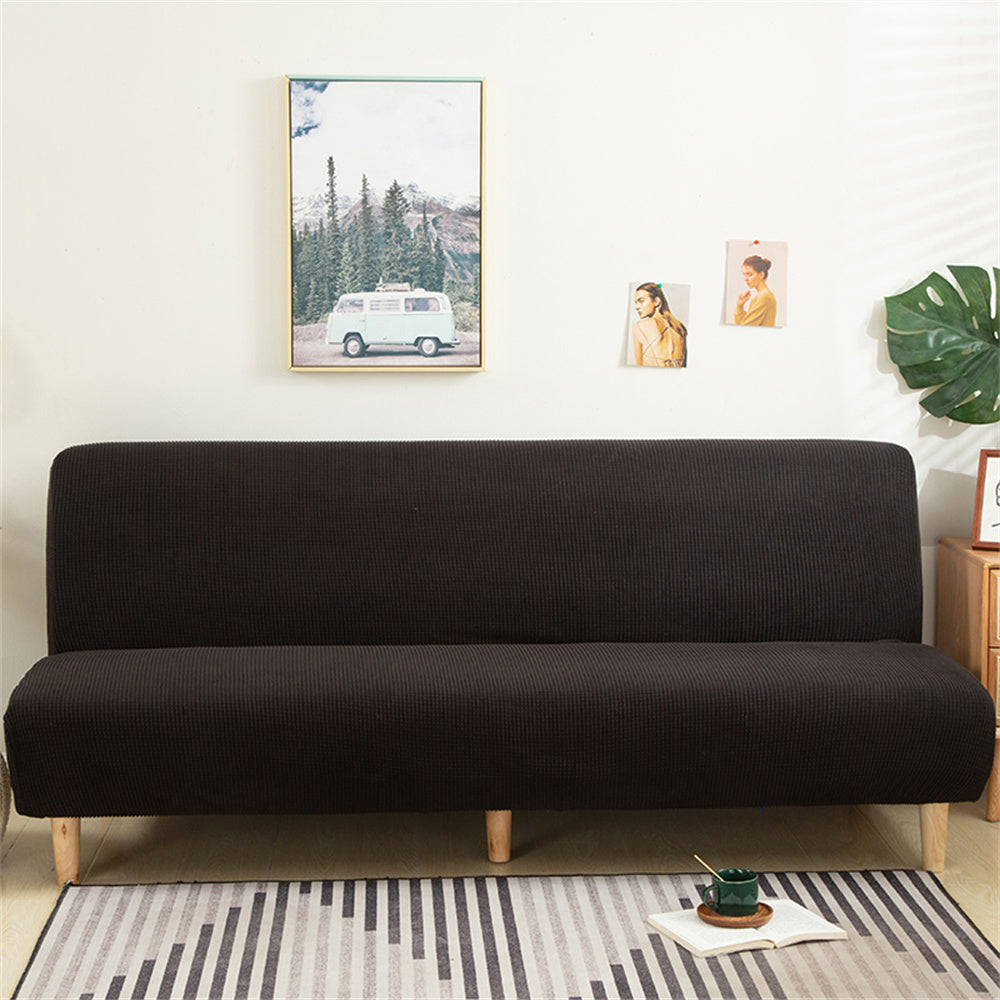 Stretch Armless Sofa Slipcover Durable Solid Color Futon Cover Two Sizes Available Crfatop %sku%