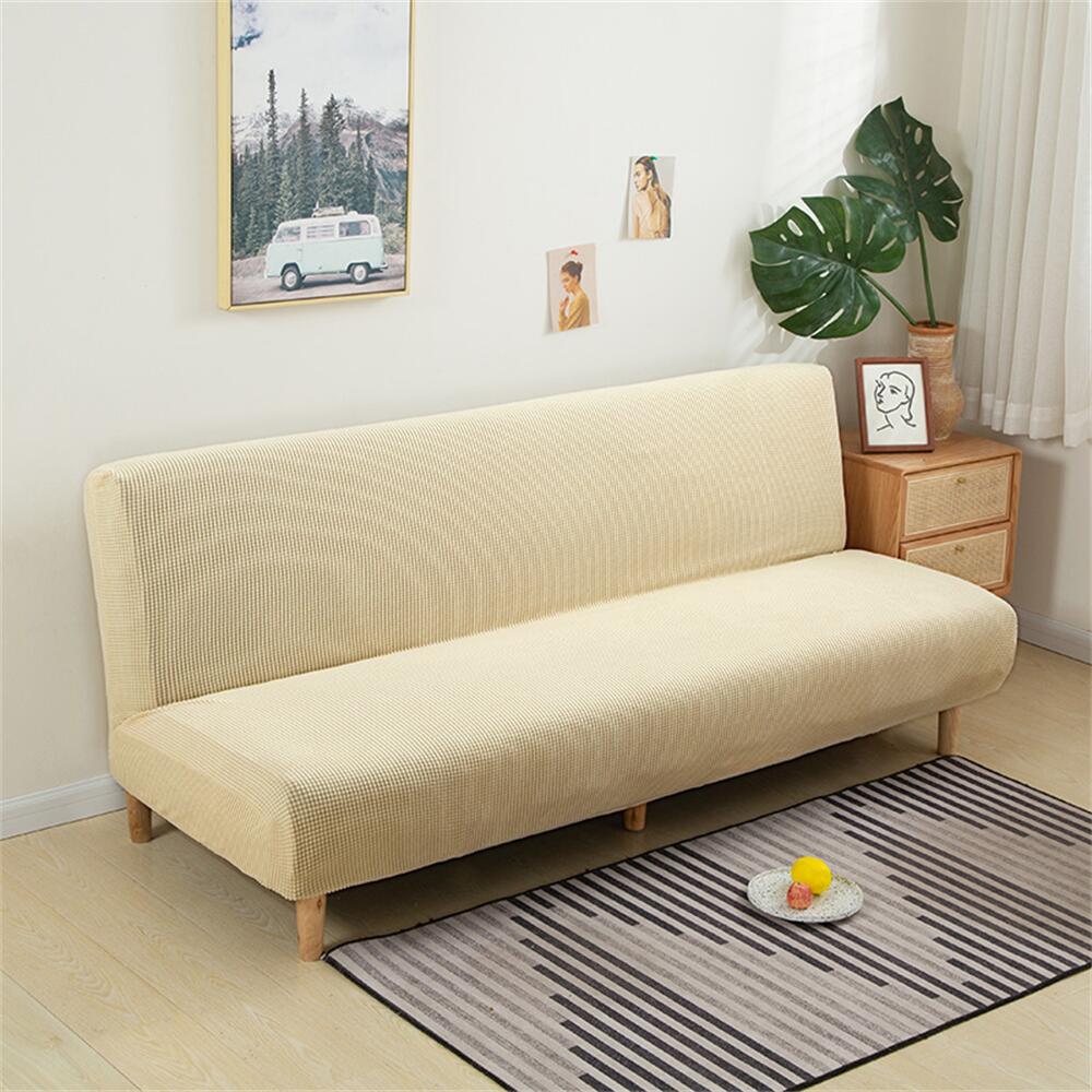 Stretch Armless Sofa Slipcover Durable Solid Color Futon Cover Two Sizes Available Crfatop %sku%