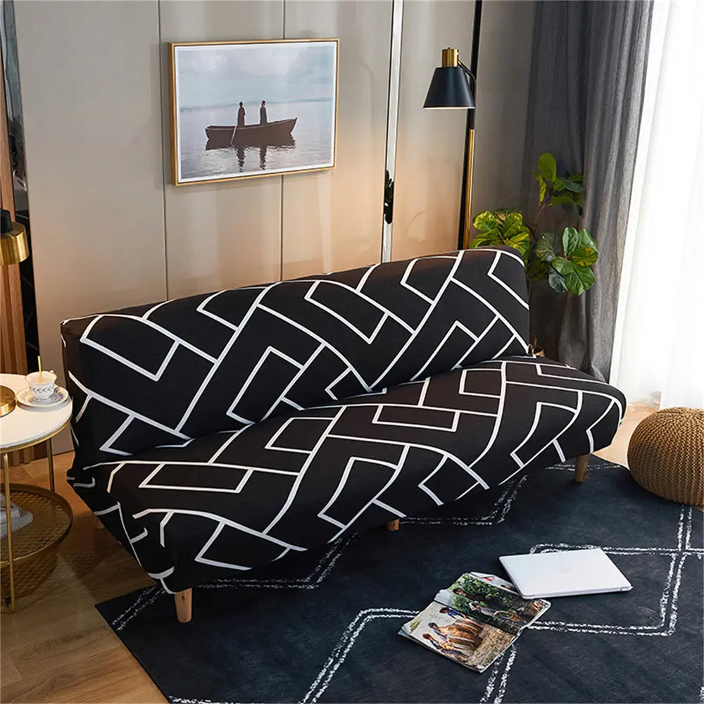 Fashion Folding Futon Sofa Bed Cover Elastic Armless Ethnic Style Couch Slipcover FU003 Crfatop %sku%