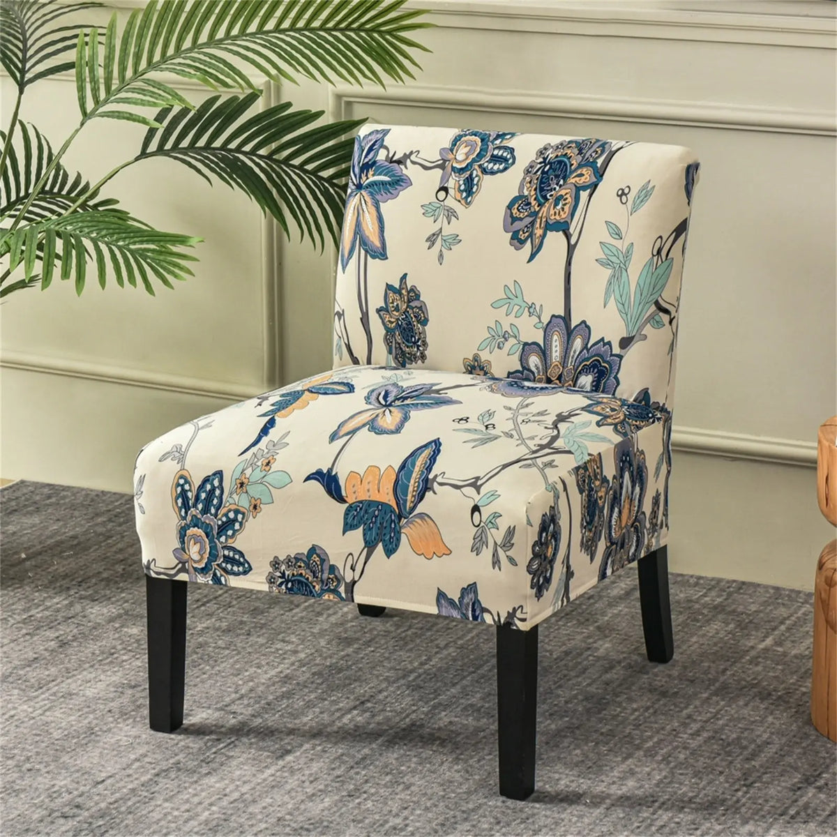 Floral Accent Armless Chair Cover Removable Printing Slipper Chair Cover Top Level Crfatop %sku%
