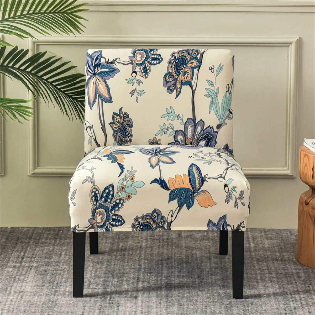 Floral Accent Armless Chair Cover Removable Printing Slipper Chair Cover Top Level Crfatop %sku%