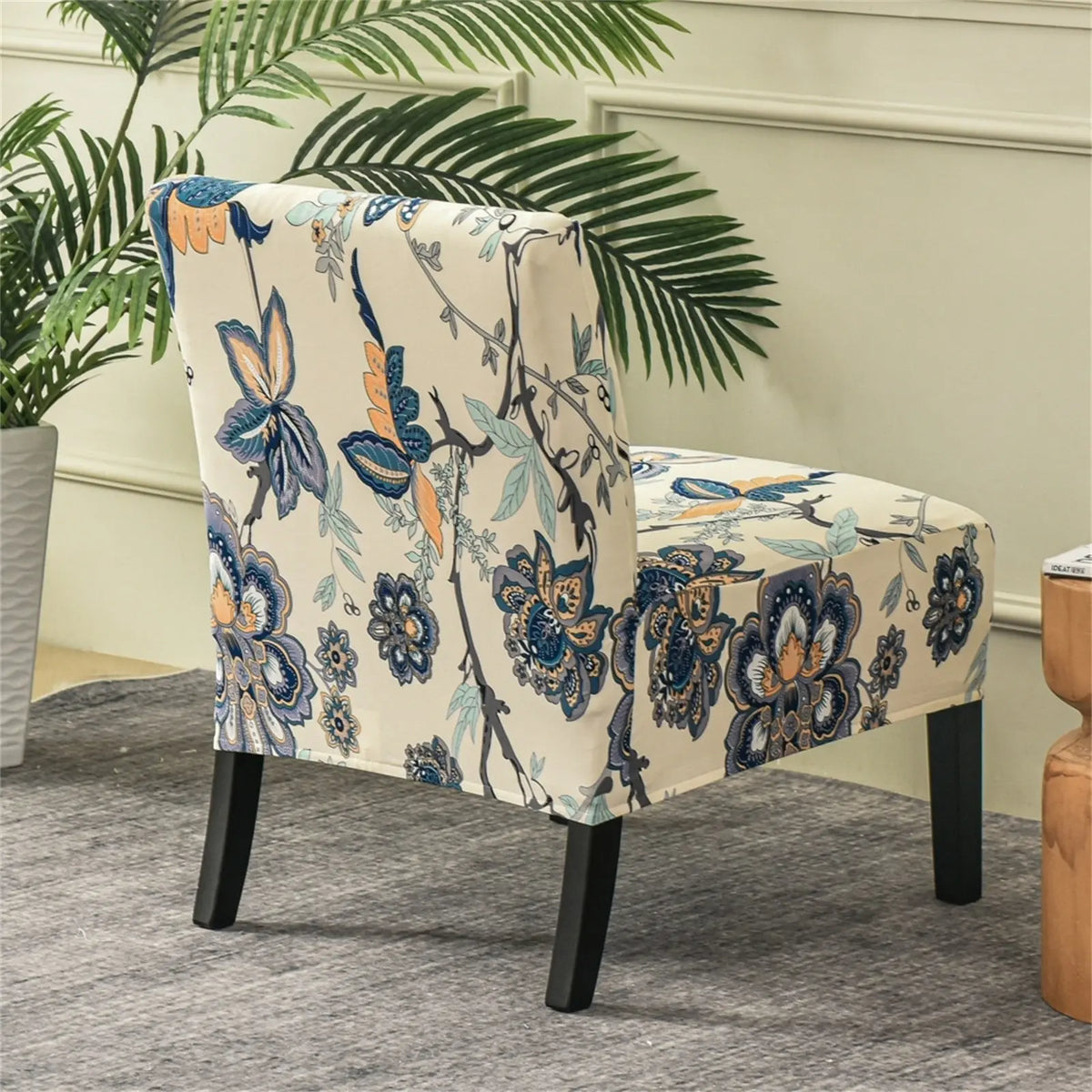 Floral Accent Armless Chair Cover Removable Printing Slipper Chair Cover Top Level Crfatop %sku%