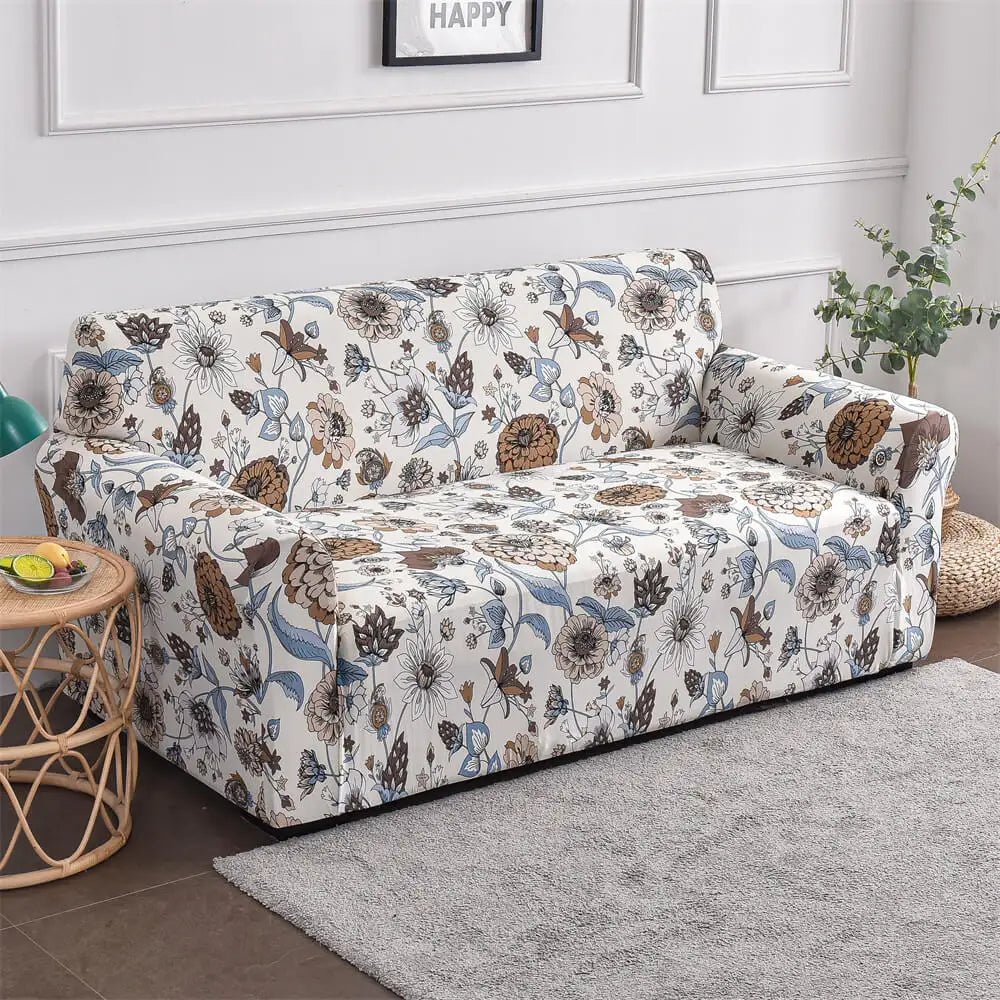 Floral Cushion Sofa Slipcover Non Skid Foam & Elastic Bottom Couch Cover Crfatop %sku%