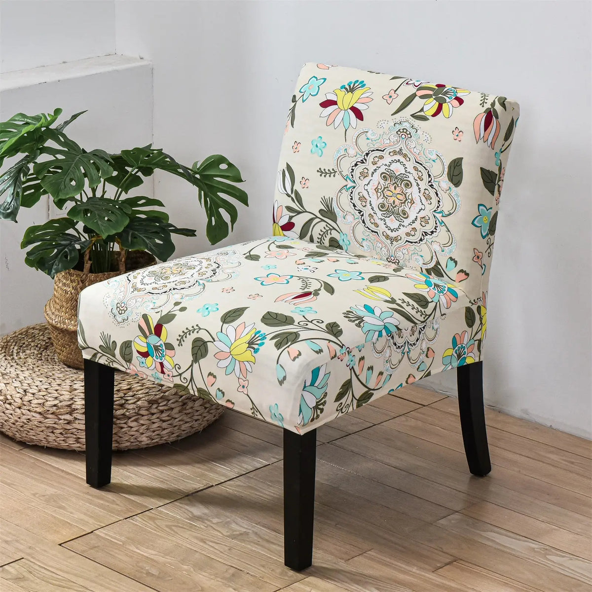 Floral Printed Armless Chair Cover Slipcover Modern Accent Stretch Chair Covers Elastic Couch Protector Cover Crfatop %sku%