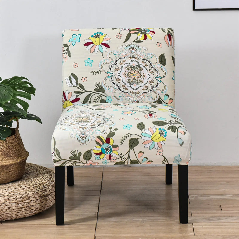 Floral Printed Armless Chair Cover Slipcover Modern Accent Stretch Chair Covers Elastic Couch Protector Cover Crfatop %sku%