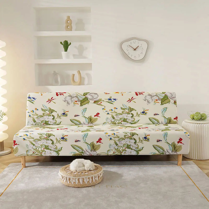 Floral Queen Size Futon Cover Stretch Armless Sofa Bed Slipcover for Four Seasons Crfatop %sku%