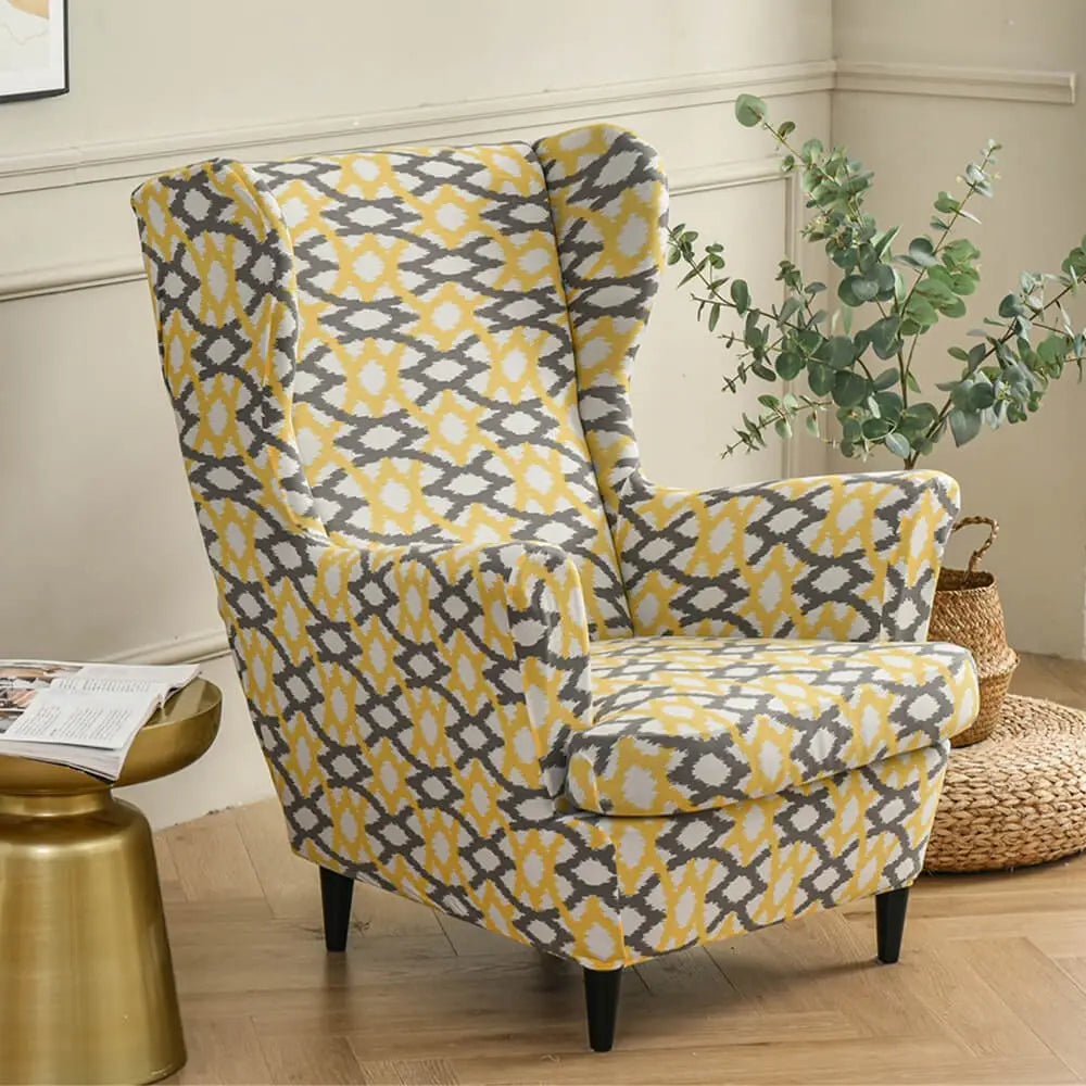 Floral Wingback Chair Slipcover 2 Pieces Set Crfatop %sku%