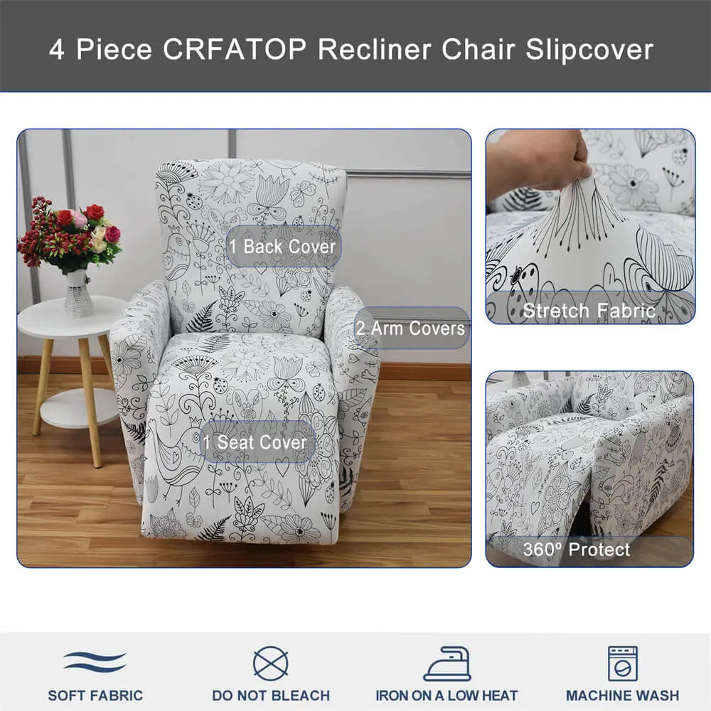 Graffiti Printing Sofaprint Recliner Sofa Cover 4-Piece Stretch Fit Couch Slipcover Crfatop %sku%