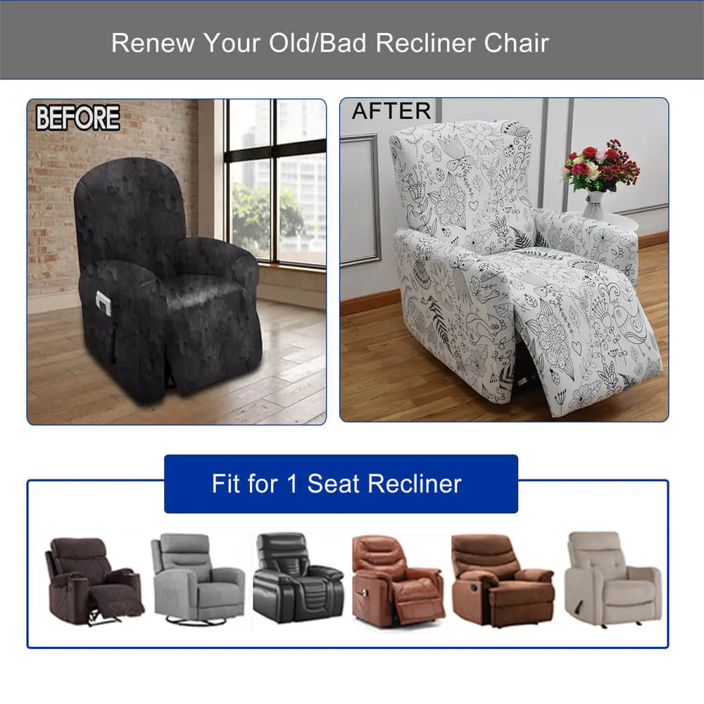 Graffiti Printing Sofaprint Recliner Sofa Cover 4-Piece Stretch Fit Couch Slipcover Crfatop %sku%