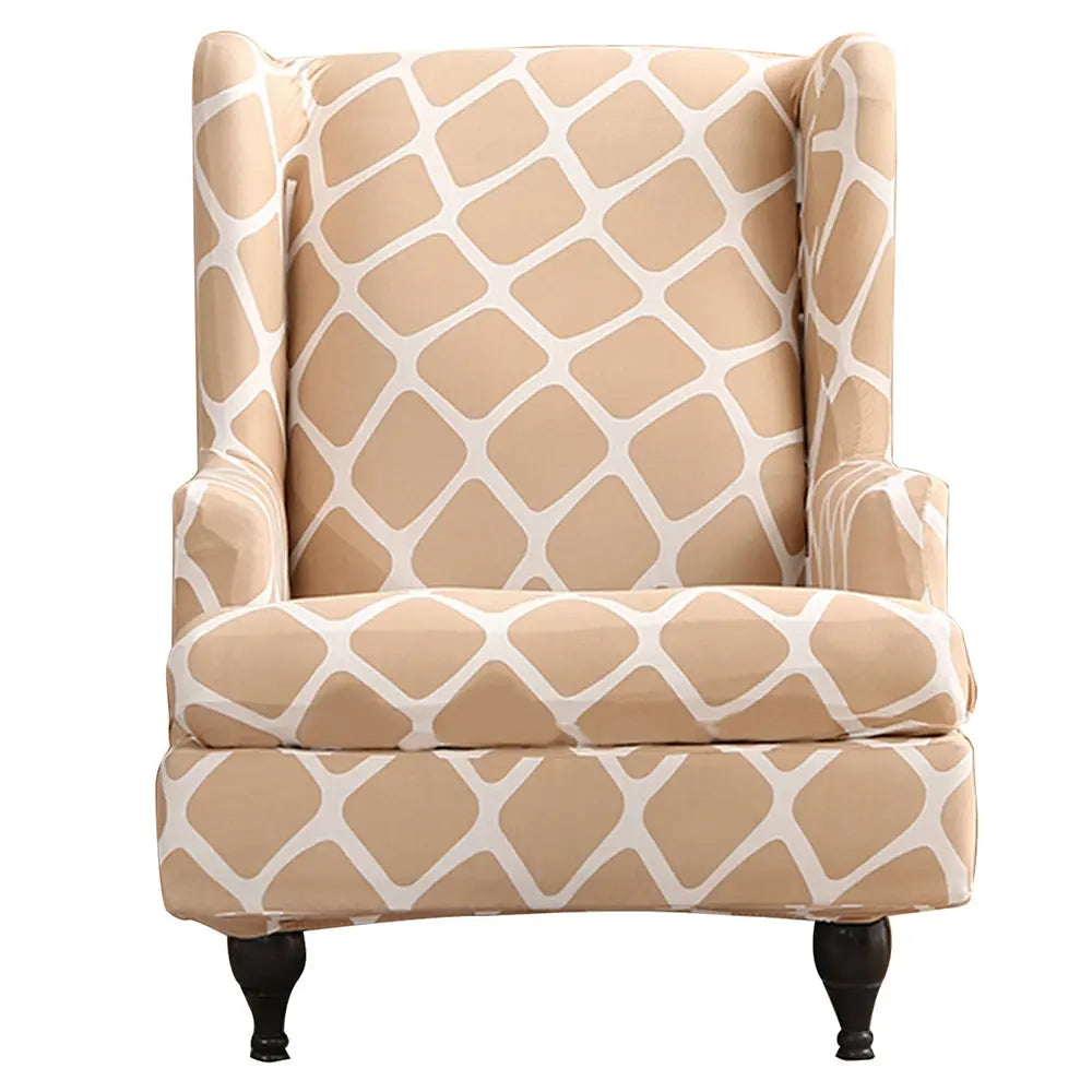 Grid Printing Wingback Chair Cover Stretch Couch Cover With T Cushion Cover Crfatop Crfatop %sku%