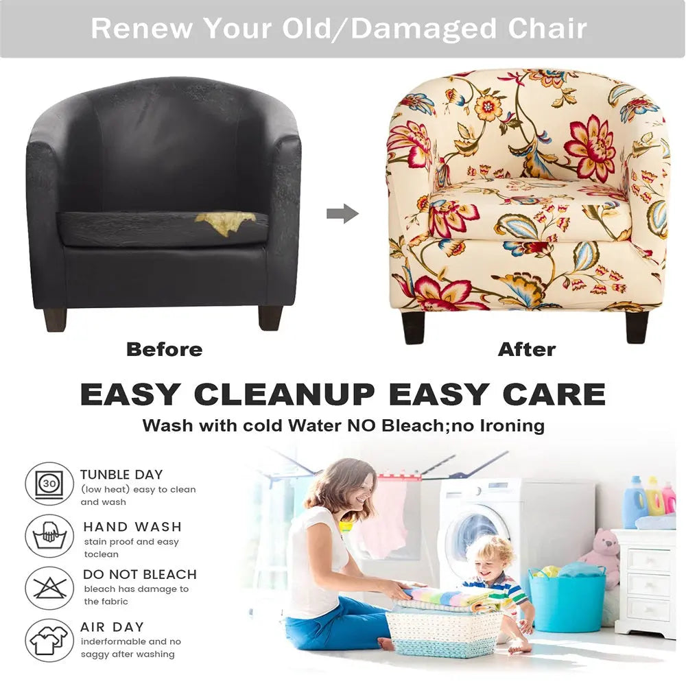 High Quality Stretch Tub Chair Cover Removable & Washable Club Slipcover Furniture Protector for Living Room Crfatop %sku%