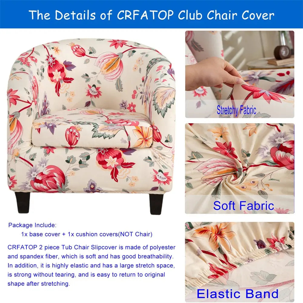 High Quality Stretch Tub Chair Cover Removable & Washable Club Slipcover Furniture Protector for Living Room Crfatop %sku%