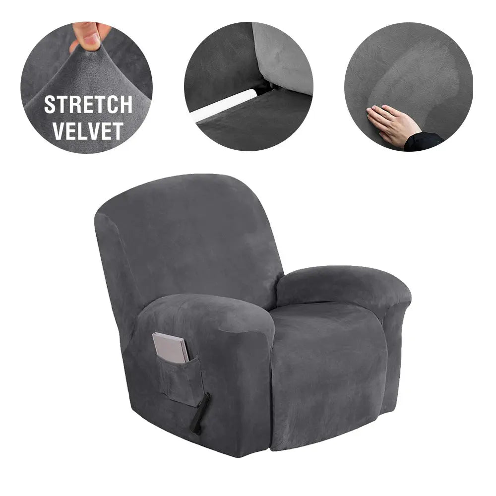 High Stretch Velvet Multi-Piece Recliner Sofa Cover Crfatop %sku%
