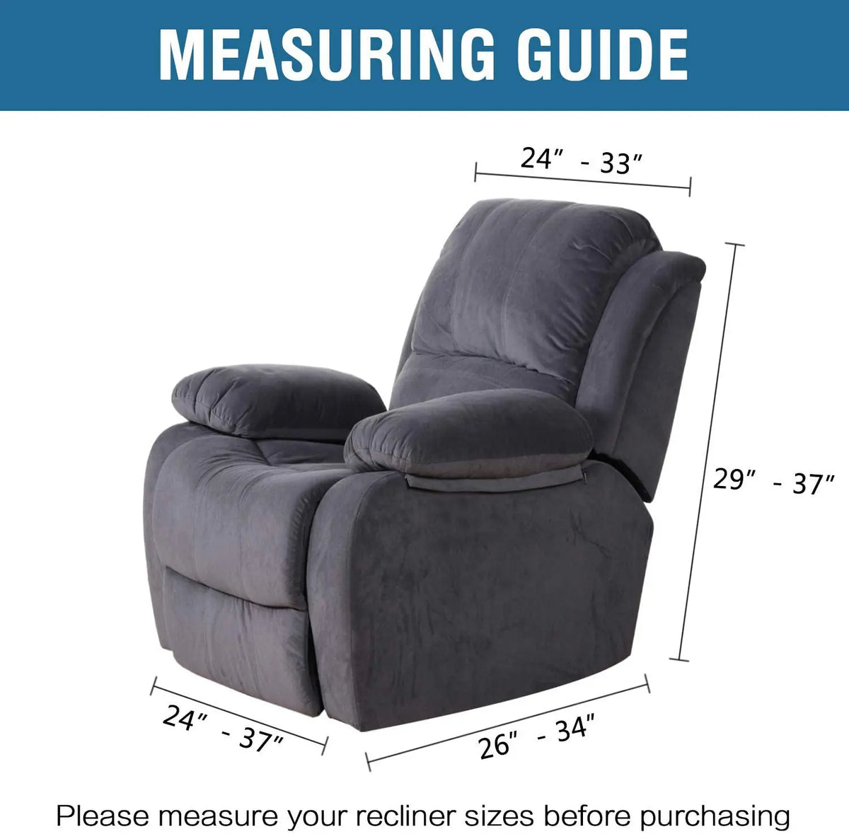 High Stretch Velvet Multi-Piece Recliner Sofa Cover Crfatop %sku%