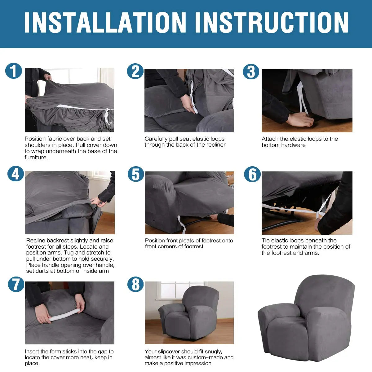 High Stretch Velvet Multi-Piece Recliner Sofa Cover Crfatop %sku%