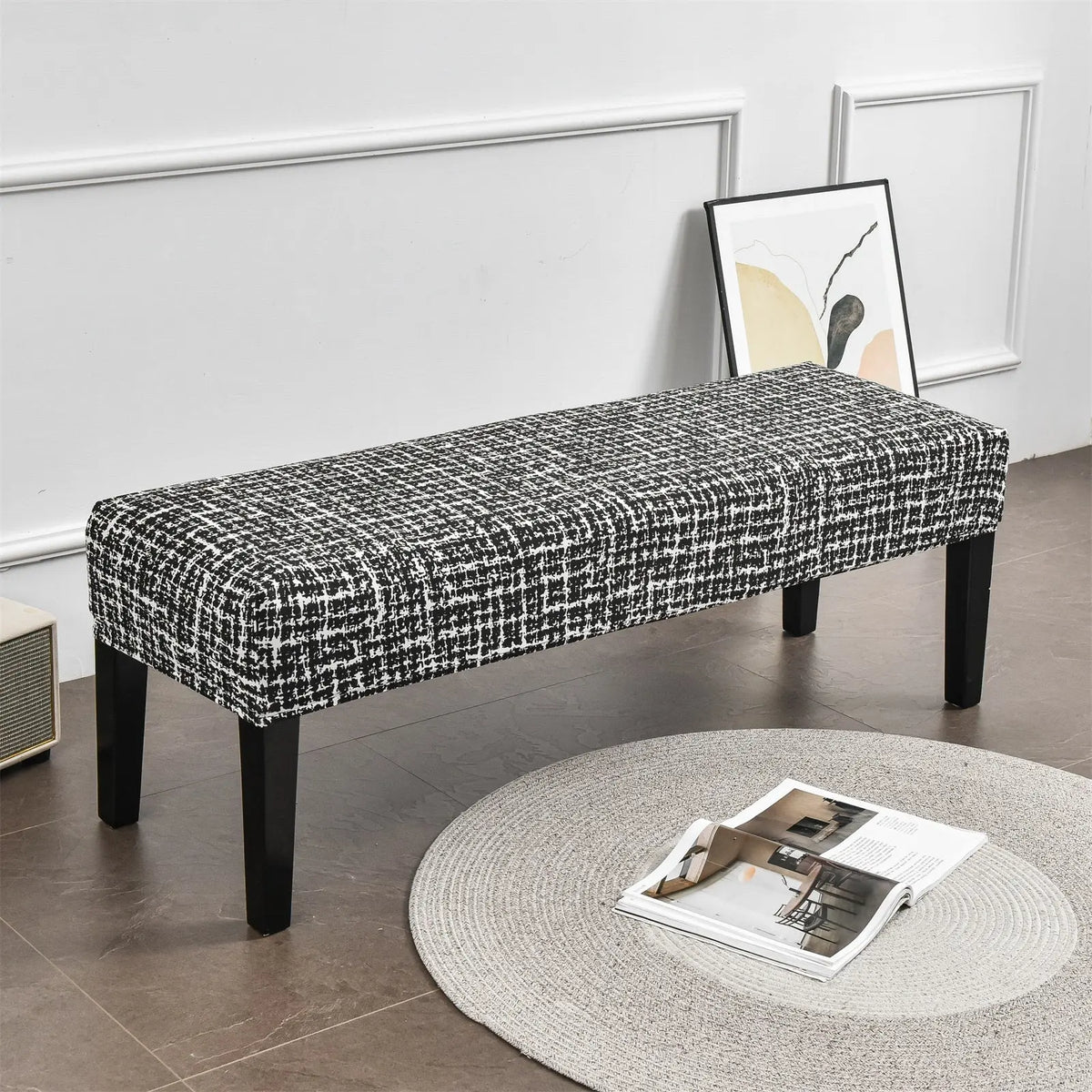 Knited Dining Bench Covers Easy to Clean Stretch Stylish Furniture Protector Slipcover Crfatop %sku%