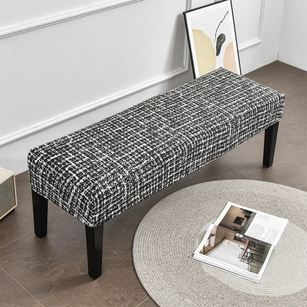 Knited Dining Bench Covers Easy to Clean Stretch Stylish Furniture Protector Slipcover Crfatop %sku%