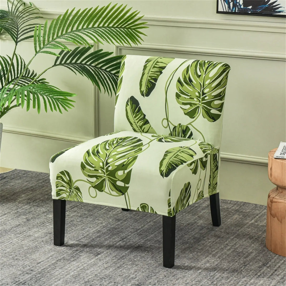 Leaves Printing Armless Accent Cover Wingback Slipcover Furniture Protector Covers Top Level Crfatop %sku%