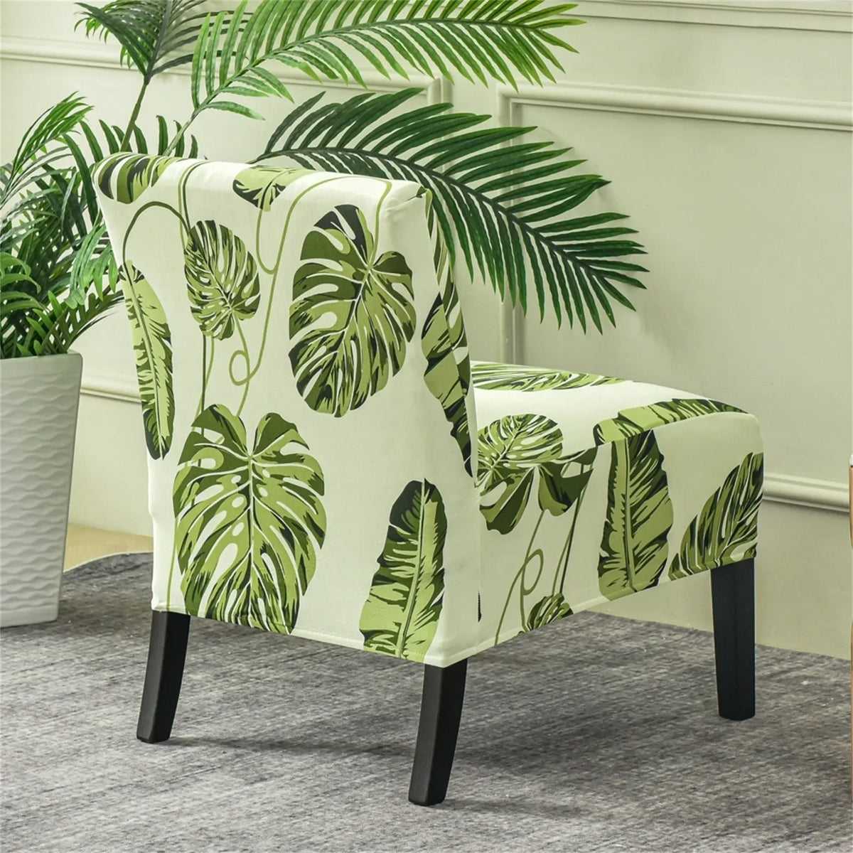 Leaves Printing Armless Accent Cover Wingback Slipcover Furniture Protector Covers Top Level Crfatop %sku%