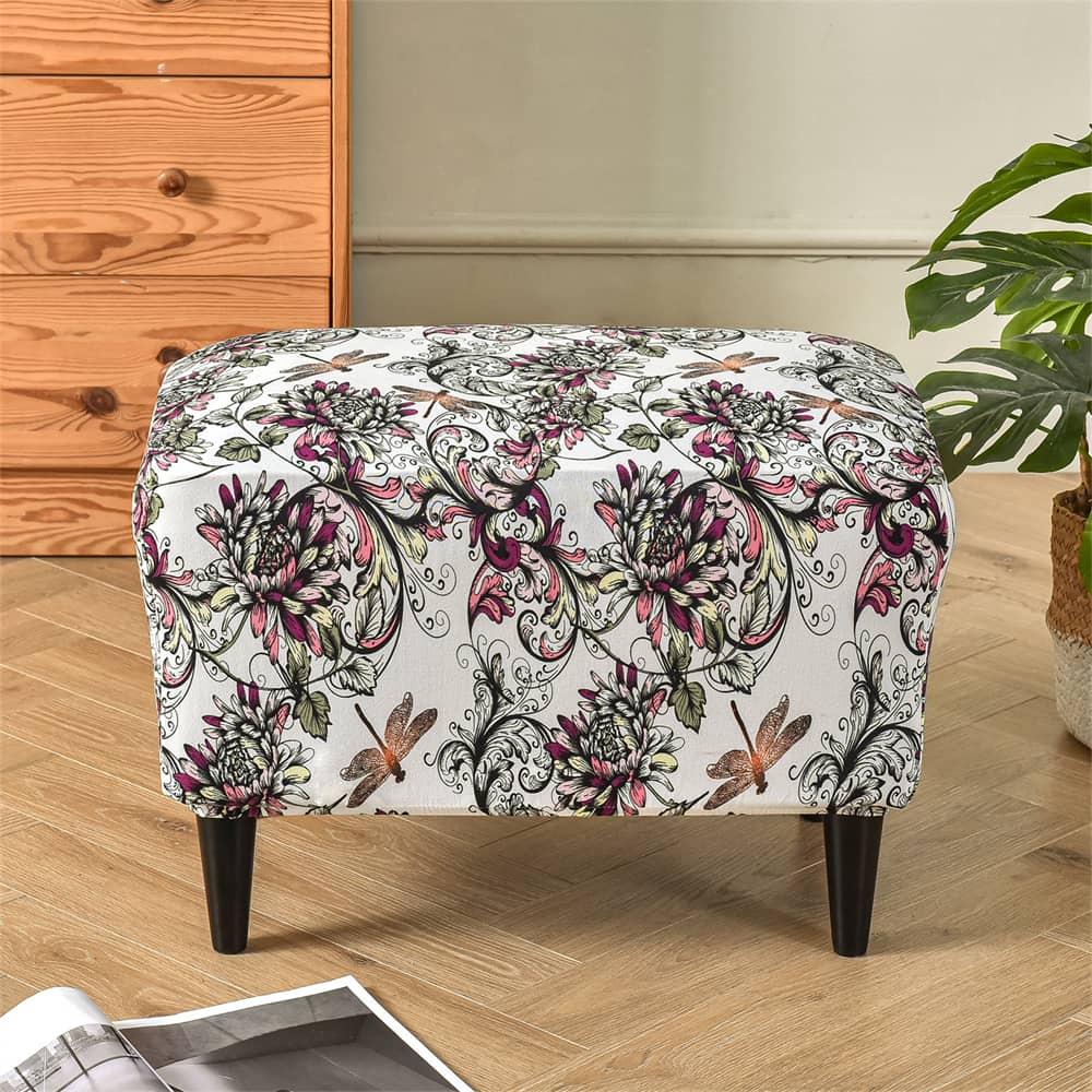 Stretch Ottoman Slipcovers Printed Box Cushion Decro-friendly Color Footstool Sofa Slipcover Crfatop %sku%