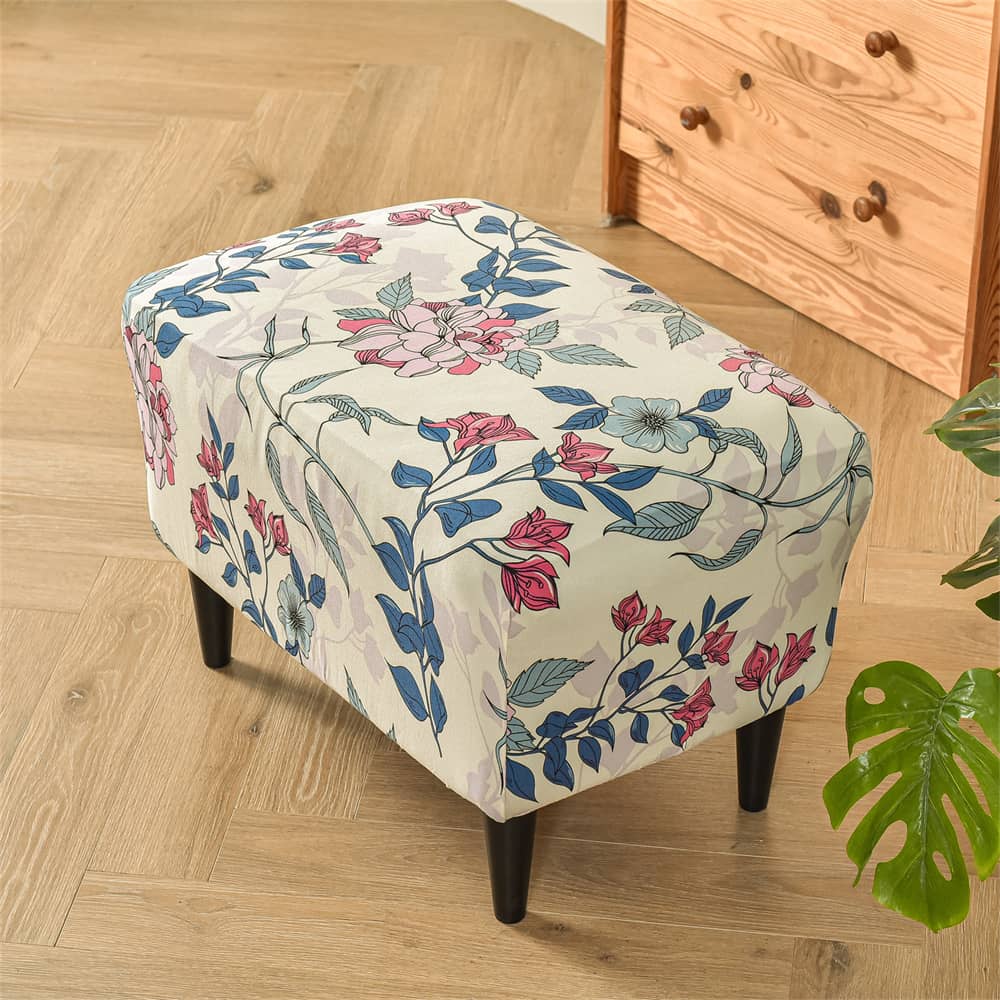 Stretch Ottoman Slipcovers Printed Box Cushion Decro-friendly Color Footstool Sofa Slipcover Crfatop %sku%