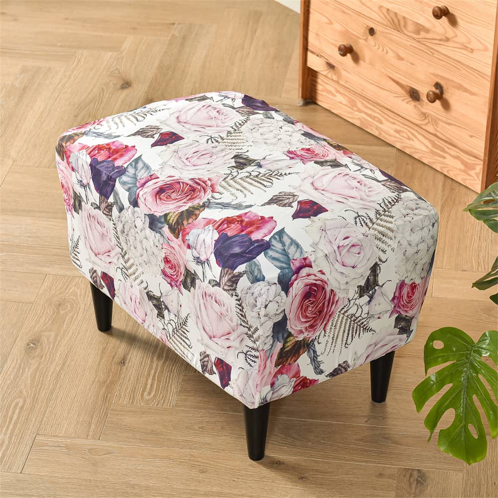 Stretch Ottoman Slipcovers Printed Box Cushion Decro-friendly Color Footstool Sofa Slipcover Crfatop %sku%